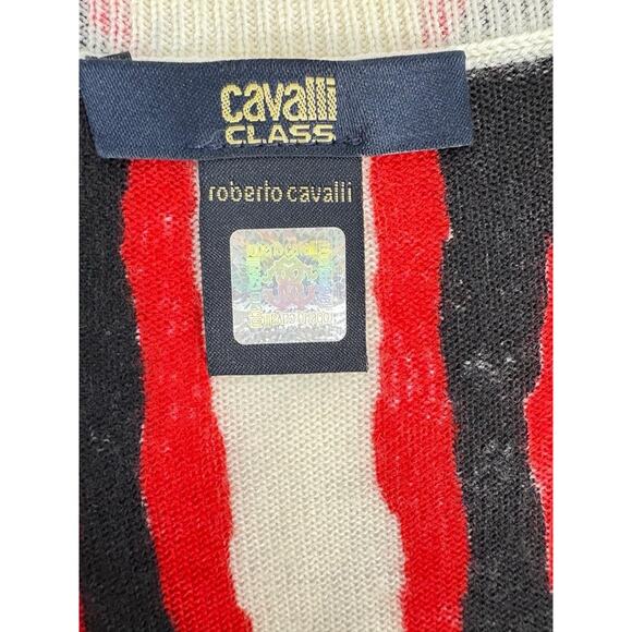 Roberto Cavalli Red Animal Print Abstract V Neck Sweater Size 4 - Picture 9 of 12